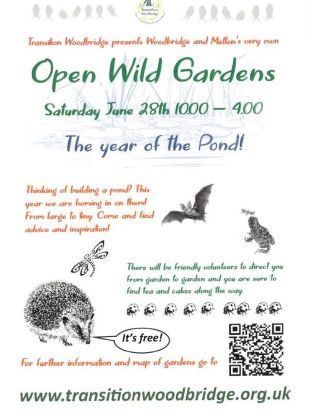 THE YEAR OF THE POND!! Keep the date!  Check out https://transitionwoodbridge.org.uk/event/open-wild-gardens/ for details of gardens.  All have ponds!!

#transitionwoodbridge #transitiontogether #transitiontown 
#ponds #pondlife #pond #eastsuffolkcouncil #Wild #wildlifecorridors #biodiversity 
#Woodbridge #Melton